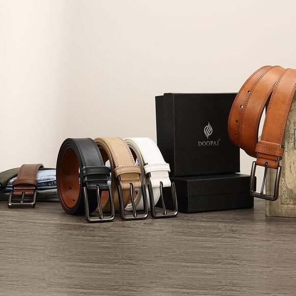 Men's Leather Belt - 1 3/8" Genuine Cowhide Dress Belt For Work, With⭐️ - Picture 6 of 6